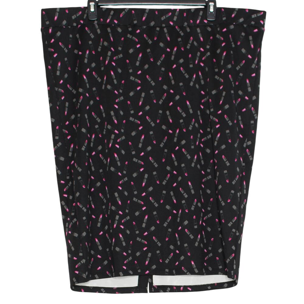 NWT Torrid Curves Skirt Lipstick Y2K Novelty 90s Preppy Coquette Midi Black 5 5X
